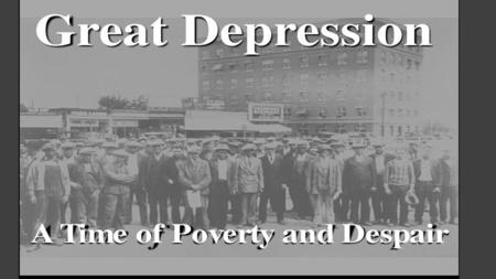 The Beginning of the Great Depression