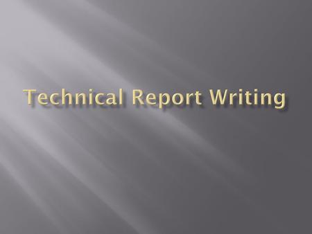 Technical Report Writing