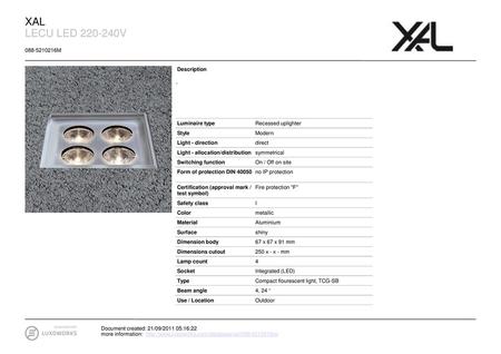 XAL LECU LED V M Description - Luminaire type