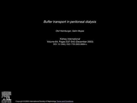 Buffer transport in peritoneal dialysis