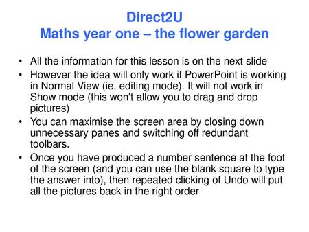 Direct2U Maths year one – the flower garden