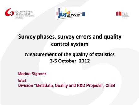 Survey phases, survey errors and quality control system