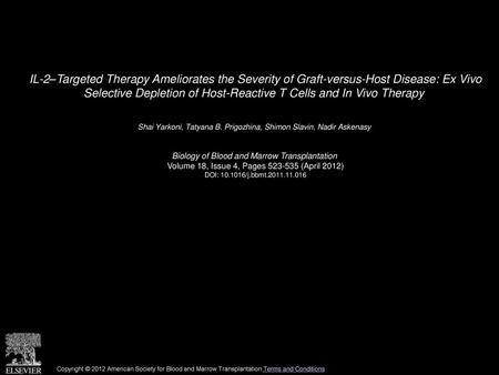 IL-2–Targeted Therapy Ameliorates the Severity of Graft-versus-Host Disease: Ex Vivo Selective Depletion of Host-Reactive T Cells and In Vivo Therapy 