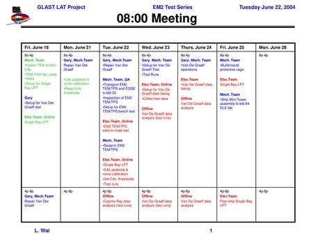 08:00 Meeting Fri. June 18 Mon. June 21 Tue. June 22 Wed. June 23