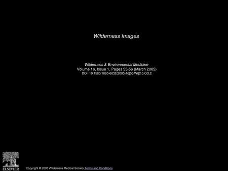 Wilderness Images Wilderness & Environmental Medicine