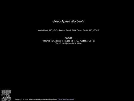 Sleep Apnea Morbidity CHEST