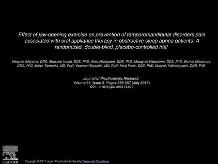 Effect of jaw-opening exercise on prevention of temporomandibular disorders pain associated with oral appliance therapy in obstructive sleep apnea patients: