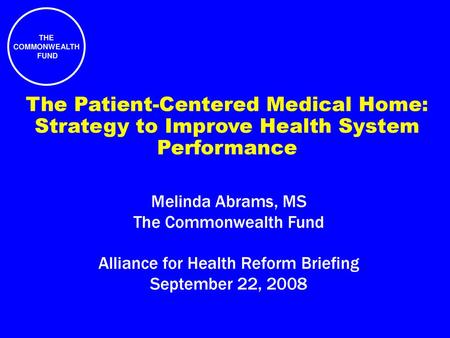 Alliance for Health Reform Briefing