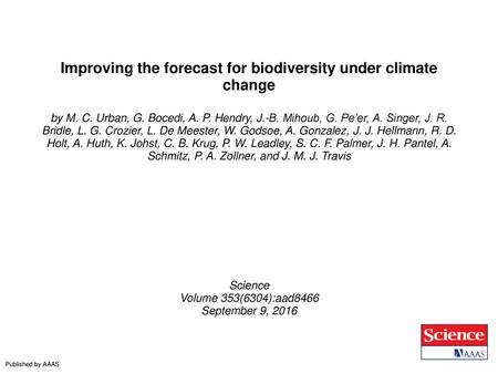 Improving the forecast for biodiversity under climate change