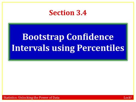 Bootstrap Confidence Intervals using Percentiles