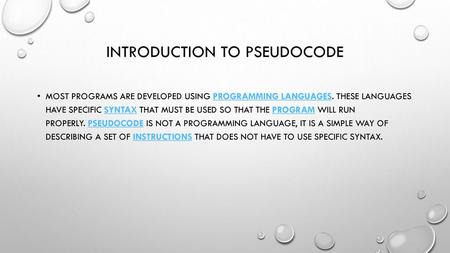 Introduction to pseudocode