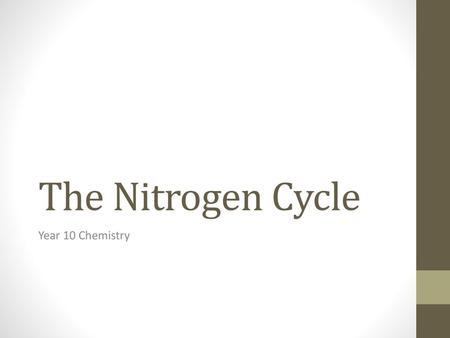 The Nitrogen Cycle Year 10 Chemistry.