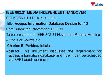 IEEE MEDIA INDEPENDENT HANDOVER