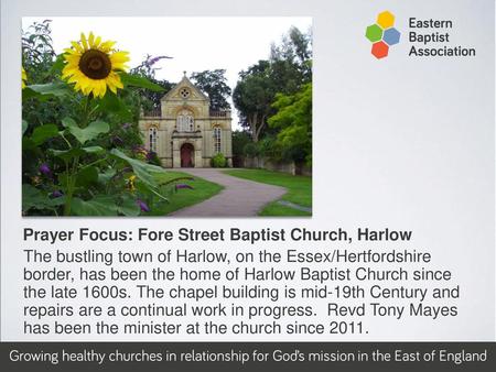 Prayer Focus: Fore Street Baptist Church, Harlow