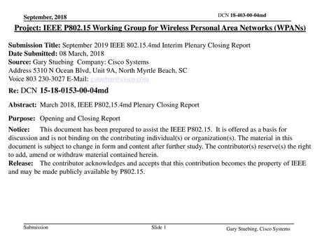 <month year> doc.: IEEE < md> September, 2018