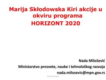 Marija Skłodowska Kiri akcije u okviru programa