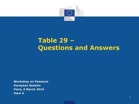 Table 29 – Questions and Answers