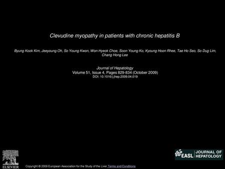 Clevudine myopathy in patients with chronic hepatitis B