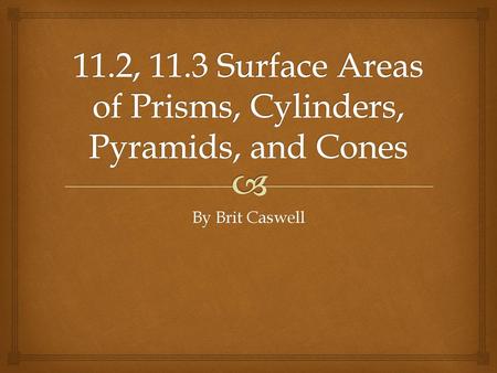 11.2, 11.3 Surface Areas of Prisms, Cylinders, Pyramids, and Cones