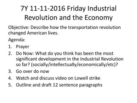 7Y Friday Industrial Revolution and the Economy