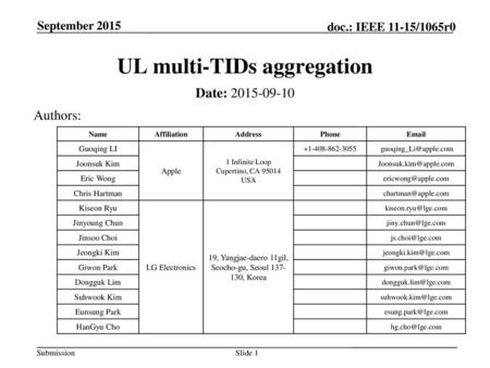 UL multi-TIDs aggregation