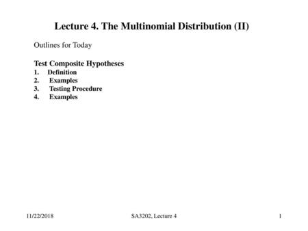 Lecture 4. The Multinomial Distribution (II)