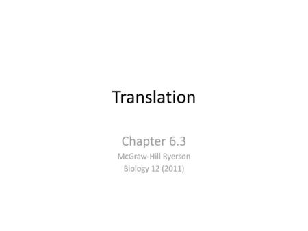 Chapter 6.3 McGraw-Hill Ryerson Biology 12 (2011)