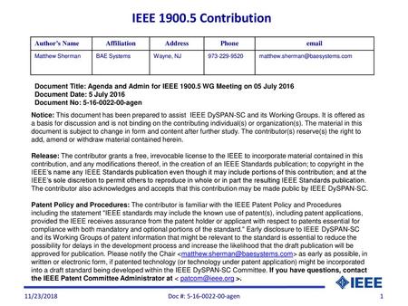 IEEE Contribution Author’s Name Affiliation Address Phone