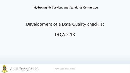 Development of a Data Quality checklist DQWG-13