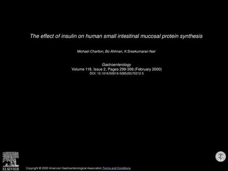 Michael Charlton, Bo Ahlman, K.Sreekumaran Nair  Gastroenterology 