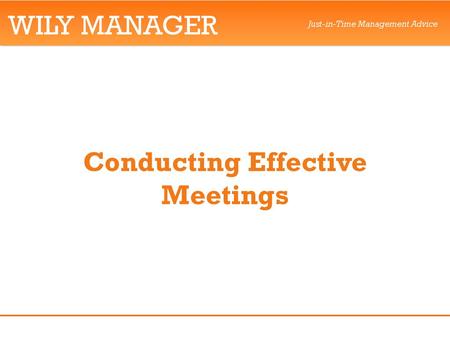 Conducting Effective Meetings