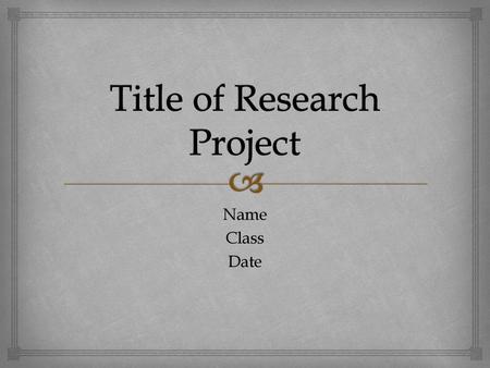 Title of Research Project