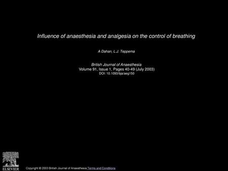 Influence of anaesthesia and analgesia on the control of breathing