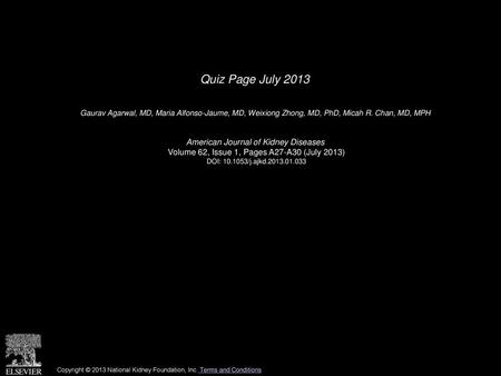 Quiz Page July 2013 American Journal of Kidney Diseases