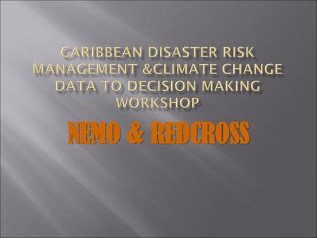 Caribbean disaster risk management &climate change data to Decision making Workshop NEMO & REDCROSS.