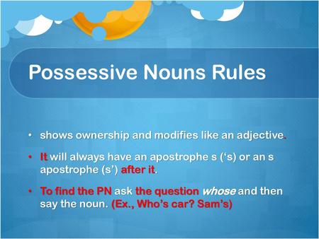 Possessive Nouns Rules