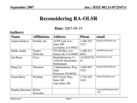 Reconsidering RA-OLSR