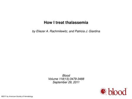 How I treat thalassemia