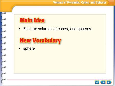 Find the volumes of cones, and spheres.