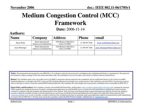 Medium Congestion Control (MCC) Framework