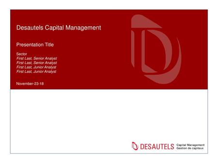 Presentation Title Sector First Last, Senior Analyst