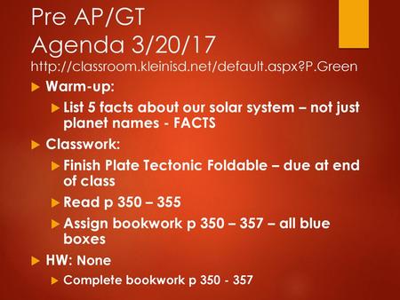 Pre AP/GT Agenda 3/20/17   kleinisd. net/default. aspx