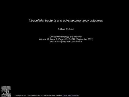 Intracellular bacteria and adverse pregnancy outcomes