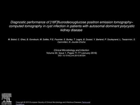 Diagnostic performance of [18F]fluorodeoxyglucose positron emission tomography– computed tomography in cyst infection in patients with autosomal dominant.