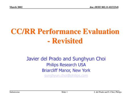 CC/RR Performance Evaluation - Revisited