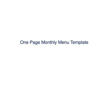 One Page Monthly Menu Template