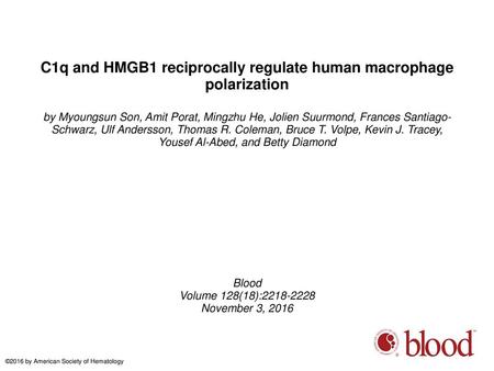 C1q and HMGB1 reciprocally regulate human macrophage polarization