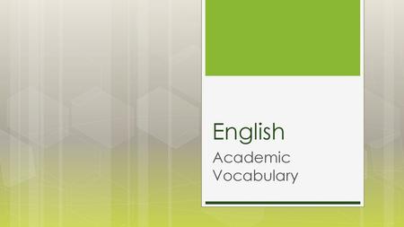 English Academic Vocabulary.