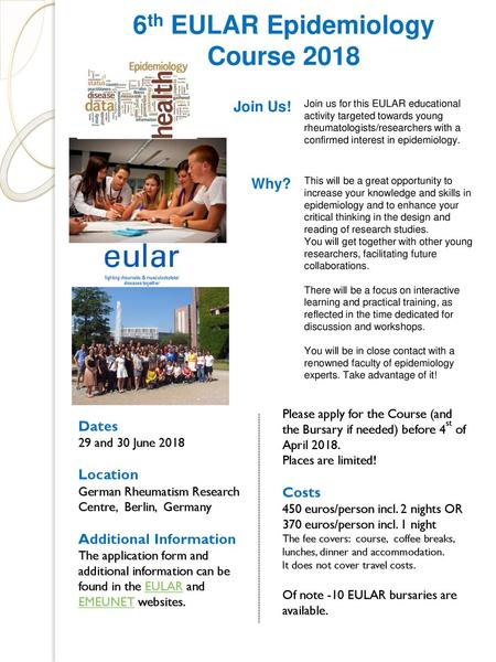 6th EULAR Epidemiology Course 2018