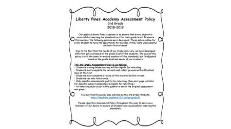 Liberty Pines Academy Assessment Policy